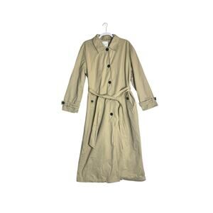 Avec Les Filles Womens Parisian Chic Belted Khaki Longline Trench Coat Size XL